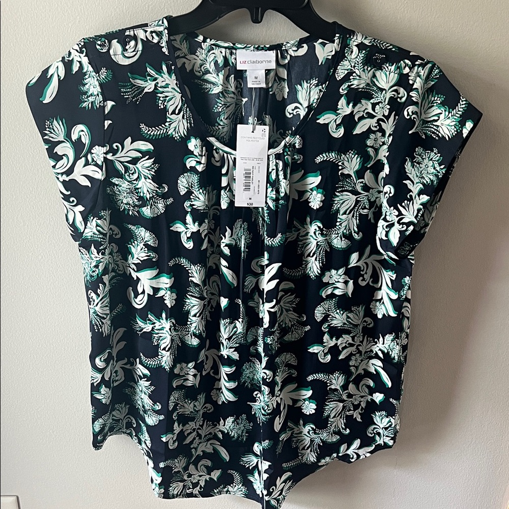 Liz Claiborne Black and White Floral Blouse